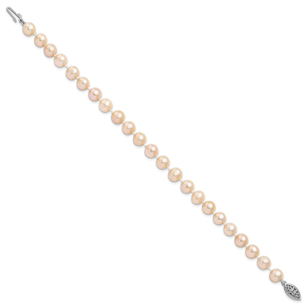 7.25 Zoll Sterlingsilber Rhodiniert 7-8mm Rosa Fwc Perle Armband