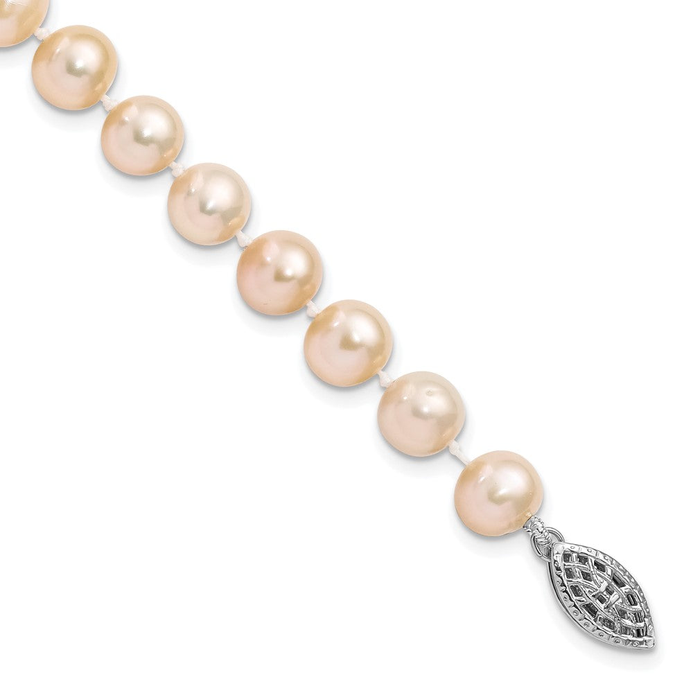 7.25 Zoll Sterlingsilber Rhodiniert 7-8mm Rosa Fwc Perle Armband