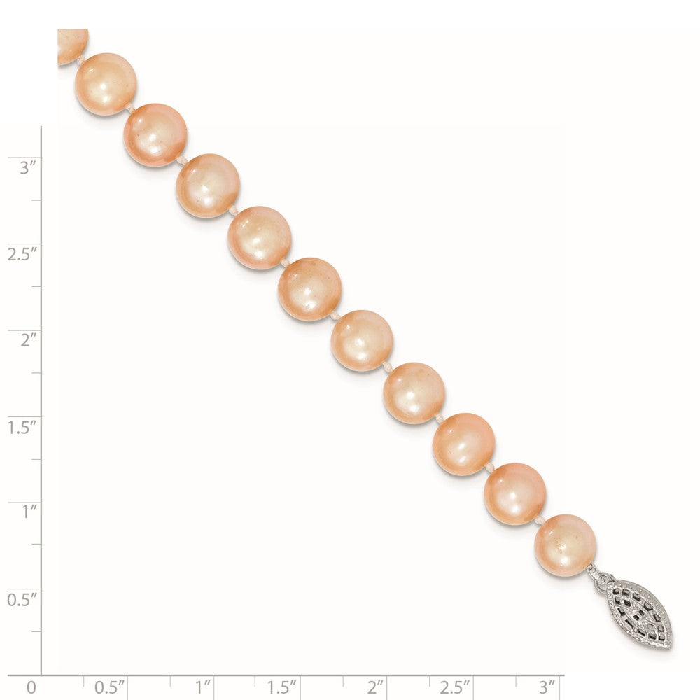 Sterlingsilber 9-10mm Rosa Egg Form Fw Zuchtperle Armband