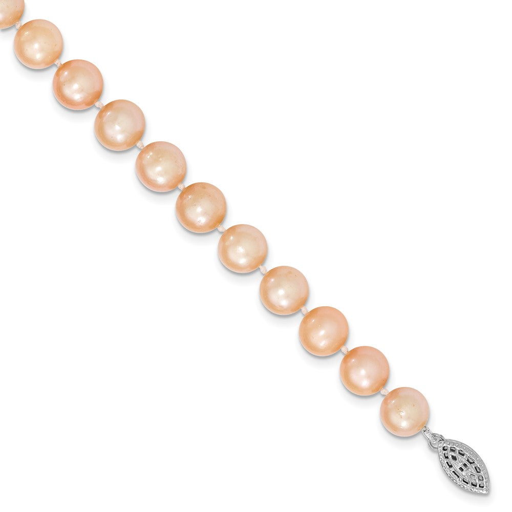 Sterlingsilber 9-10mm Rosa Egg Form Fw Zuchtperle Armband