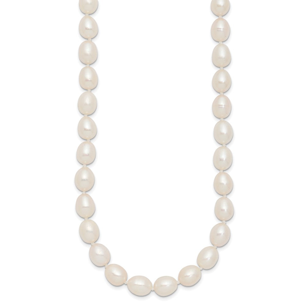 Sterlingsilber Rhodium 7-8mm Weiß Fw Zucht Rice Perle Halskette