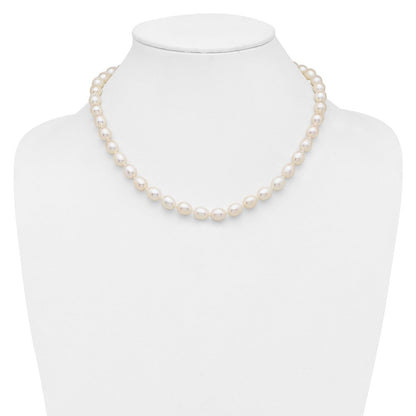 Sterlingsilber Rhodium 7-8mm Weiß Fw Zucht Rice Perle Halskette