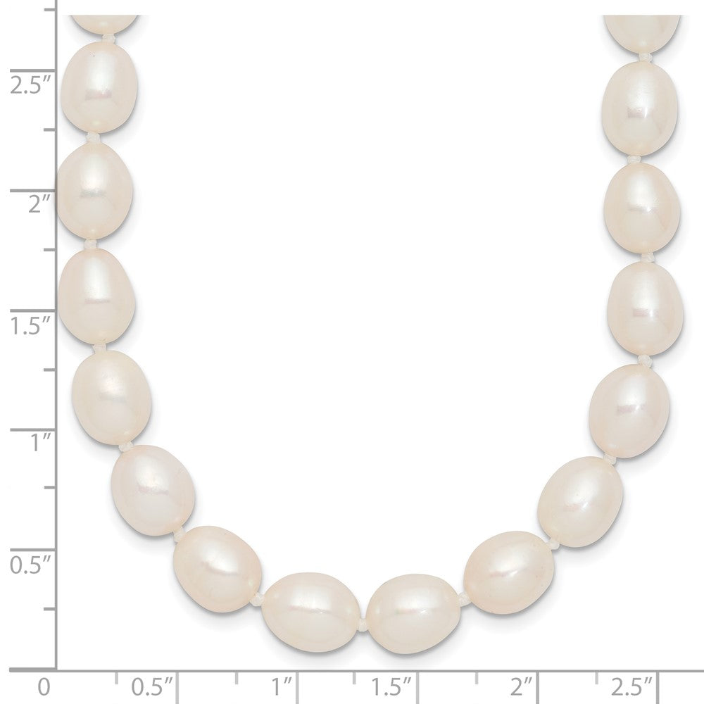 Sterlingsilber Rhodium 7-8mm Weiß Fw Zucht Rice Perle Halskette