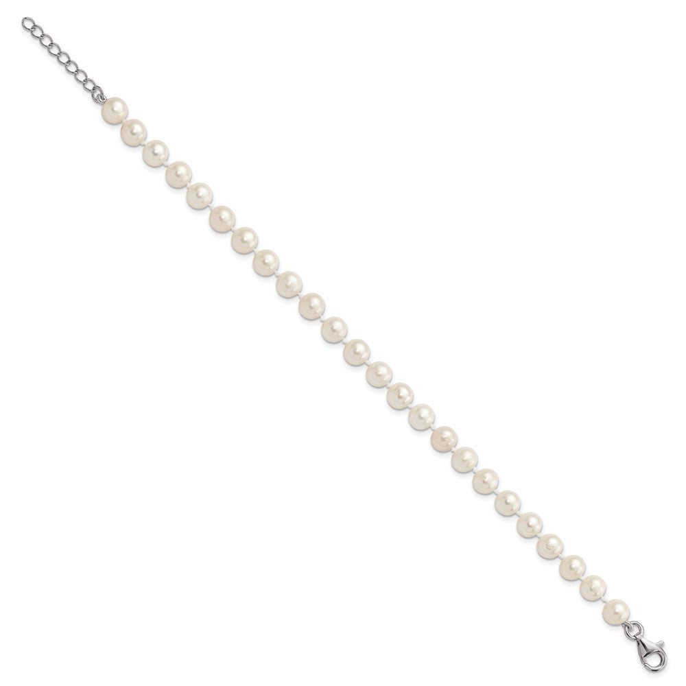 Sterlingsilber Rhodiniert 6-7mm Fwc Perle 18/2 Halskette 7/1 Brace/earring Set