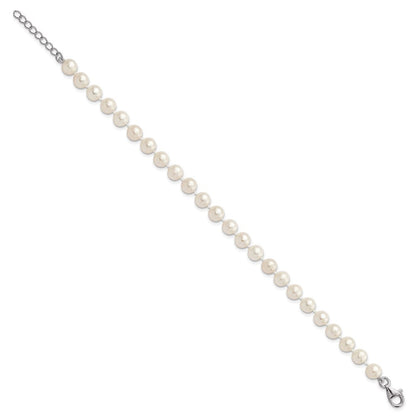 Sterlingsilber Rhodiniert 6-7mm Fwc Perle 18/2 Halskette 7/1 Brace/earring Set