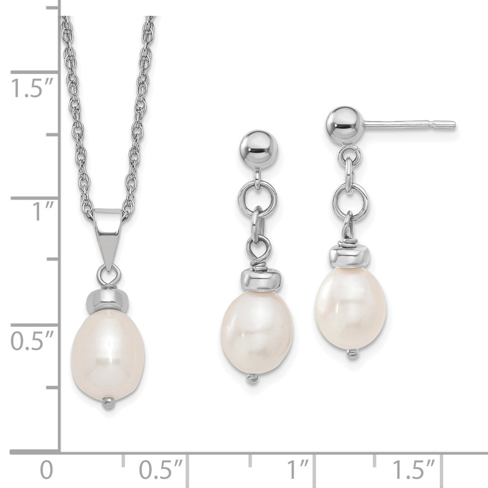 Sterlingsilber 7-8mm Fwc Perle Anhänger/earrings Boxed Set