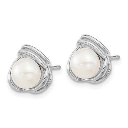 Sterlingsilber Rhodiniert 6-7mm Weiß Fwc Perle Halskette/earring Set