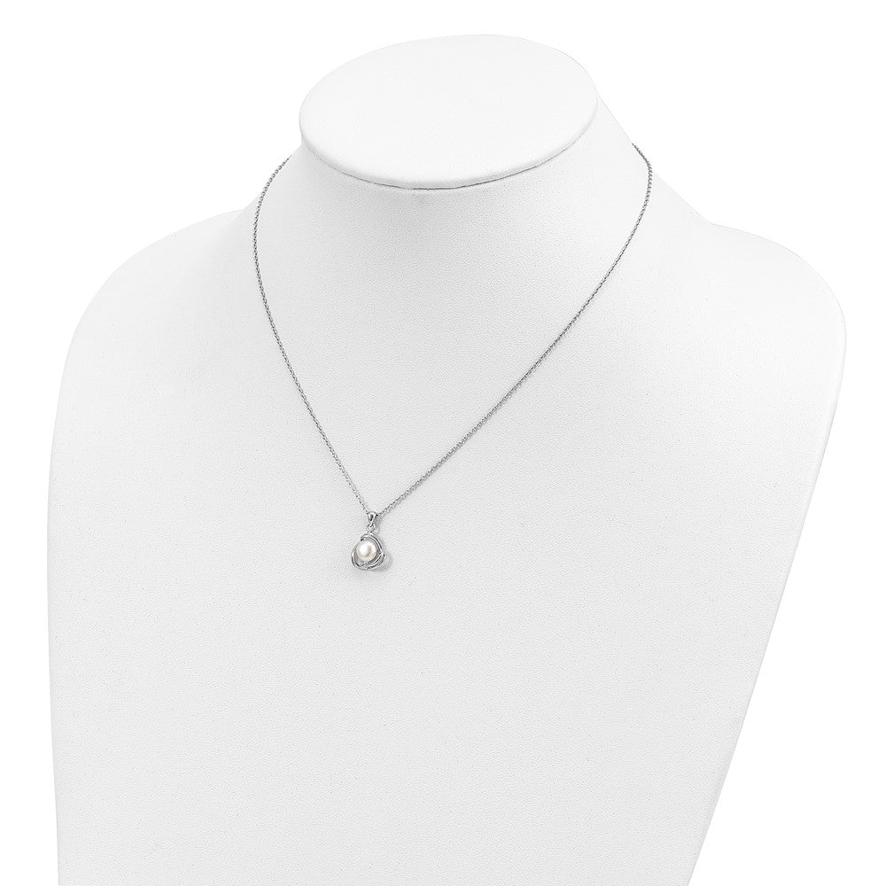 Sterlingsilber Rhodiniert 6-7mm Weiß Fwc Perle Halskette/earring Set