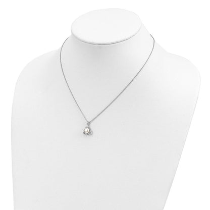 Sterlingsilber Rhodiniert 6-7mm Weiß Fwc Perle Halskette/earring Set