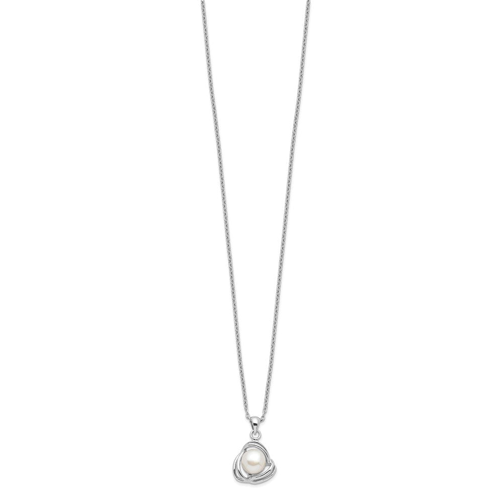 Sterlingsilber Rhodiniert 6-7mm Weiß Fwc Perle Halskette/earring Set