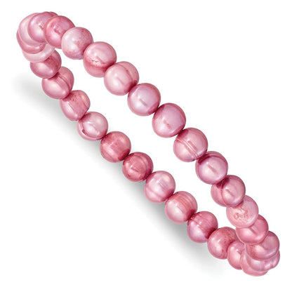 Mode 7-8mm Weiß/grey/black/pink/purple Süßwasser Zuchtperle Dehnbar 5 Stück Armband Set