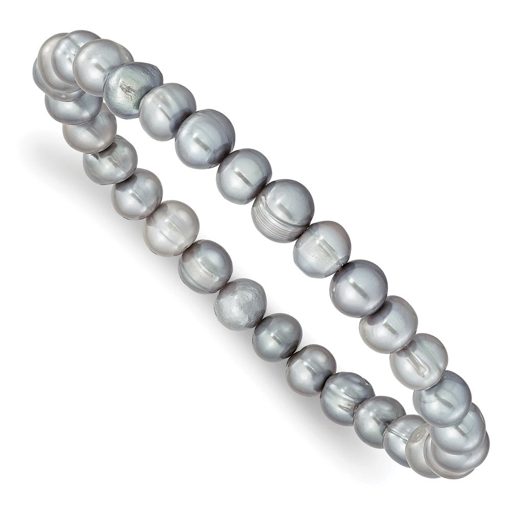 Mode 7-8mm Weiß/grey/black/pink/purple Süßwasser Zuchtperle Dehnbar 5 Stück Armband Set
