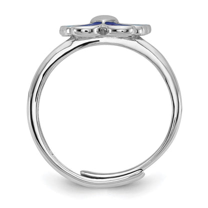 Sterlingsilber Rhodiniert Poliert & Emailliert Schmetterling Kinder Ohrring Ring Anhänger Set