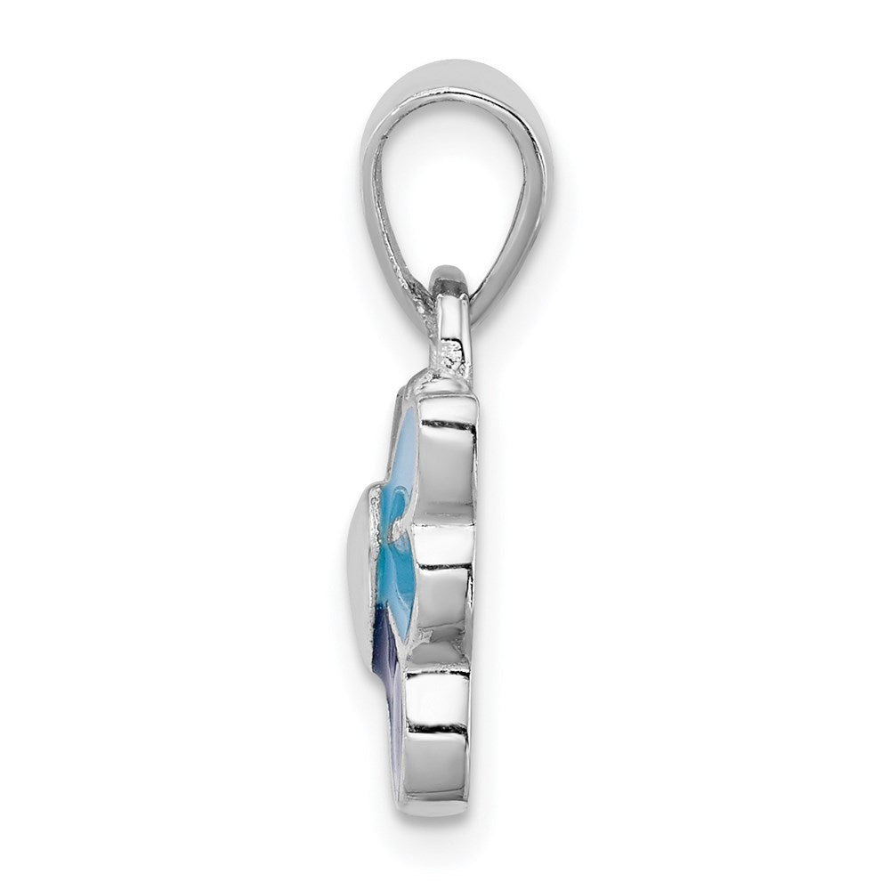 Sterlingsilber Rhodiniert Poliert & Emailliert Schmetterling Kinder Ohrring Ring Anhänger Set