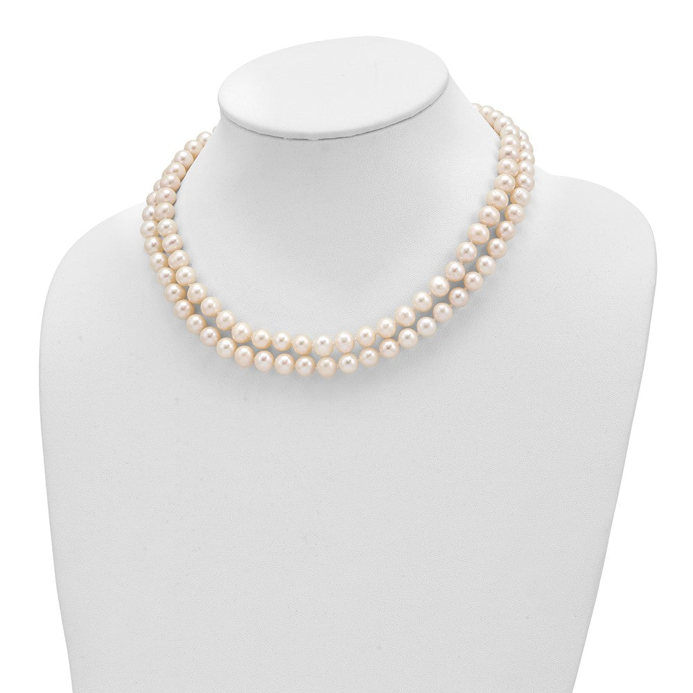 Sterlingsilber Rhodium 7.5-8.5mm Weiß Fwc Perle 2-strand Halskette