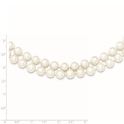 Sterlingsilber Rhodium 7.5-8.5mm Weiß Fwc Perle 2-strand Halskette