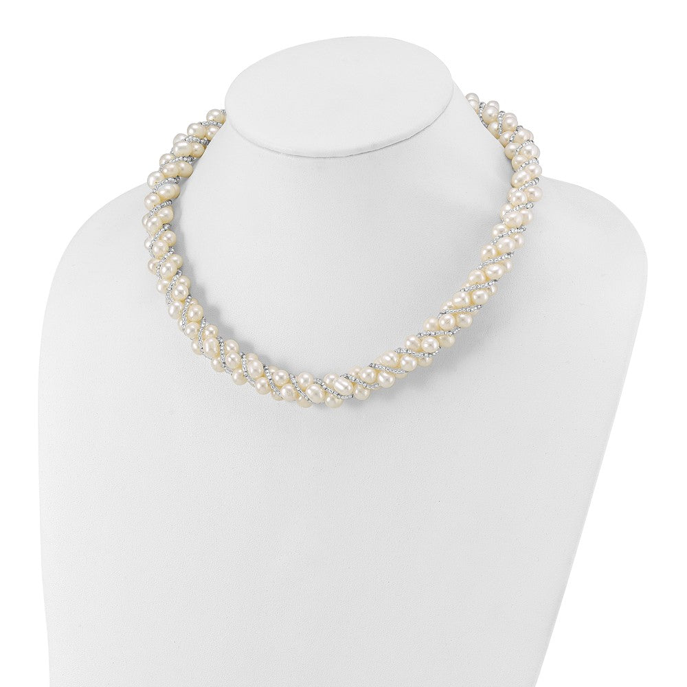 Sterlingsilber Rhodium 6-7mm Fwc Perle/glass Perle Gedreht Halskette