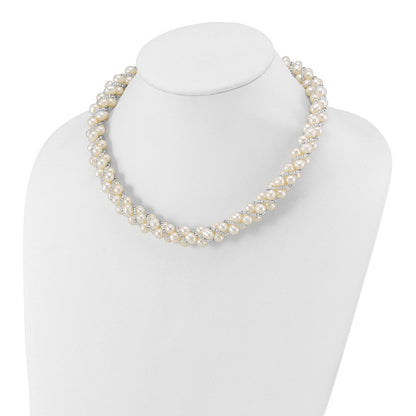 Sterlingsilber Rhodium 6-7mm Fwc Perle/glass Perle Gedreht Halskette