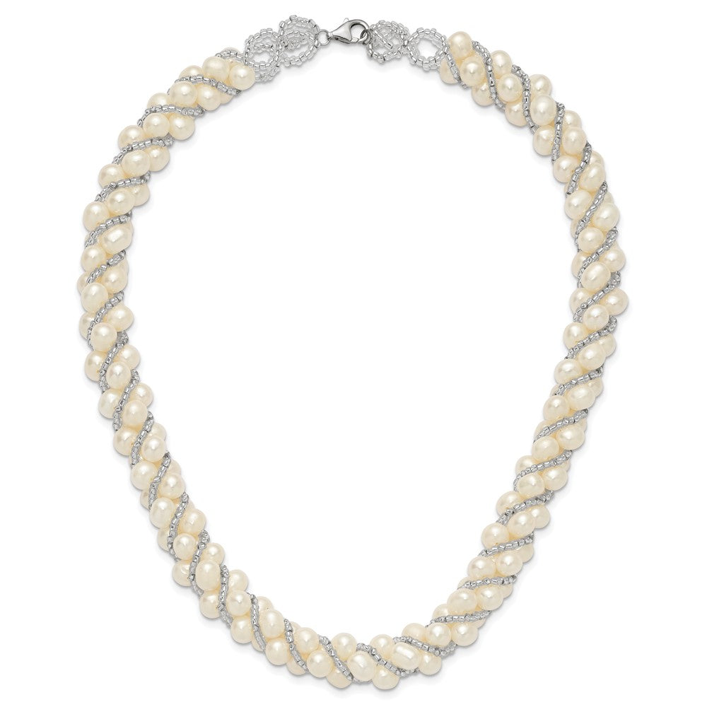 Sterlingsilber Rhodium 6-7mm Fwc Perle/glass Perle Gedreht Halskette