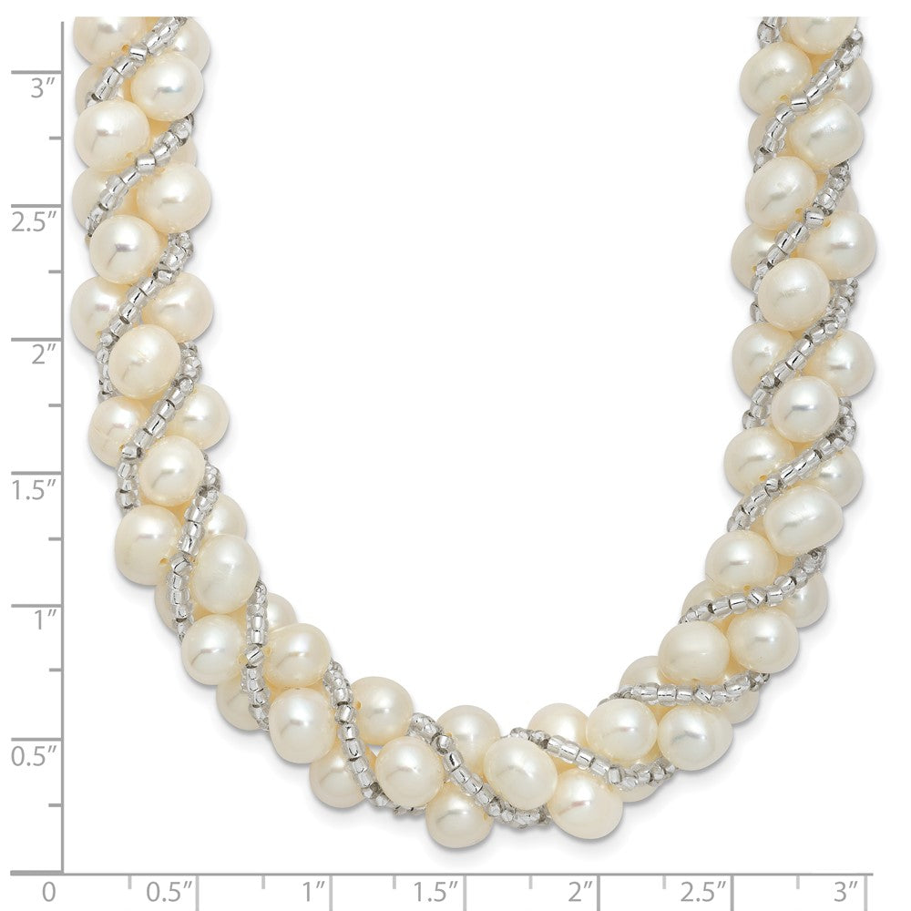 Sterlingsilber Rhodium 6-7mm Fwc Perle/glass Perle Gedreht Halskette