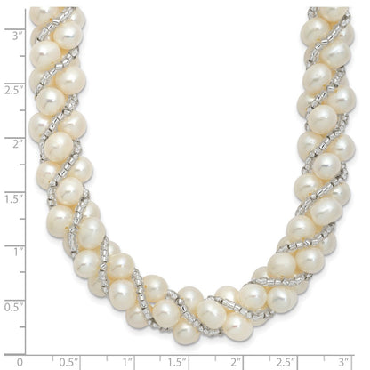 Sterlingsilber Rhodium 6-7mm Fwc Perle/glass Perle Gedreht Halskette