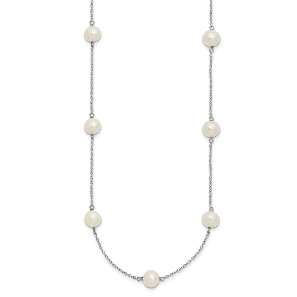 Sterlingsilber Rhodiniert 7-8mm Fw Zucht 9 Station Perle Halskette