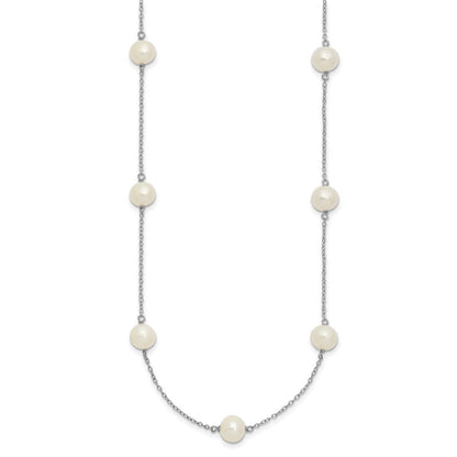 Sterlingsilber Rhodiniert 7-8mm Fw Zucht 9 Station Perle Halskette