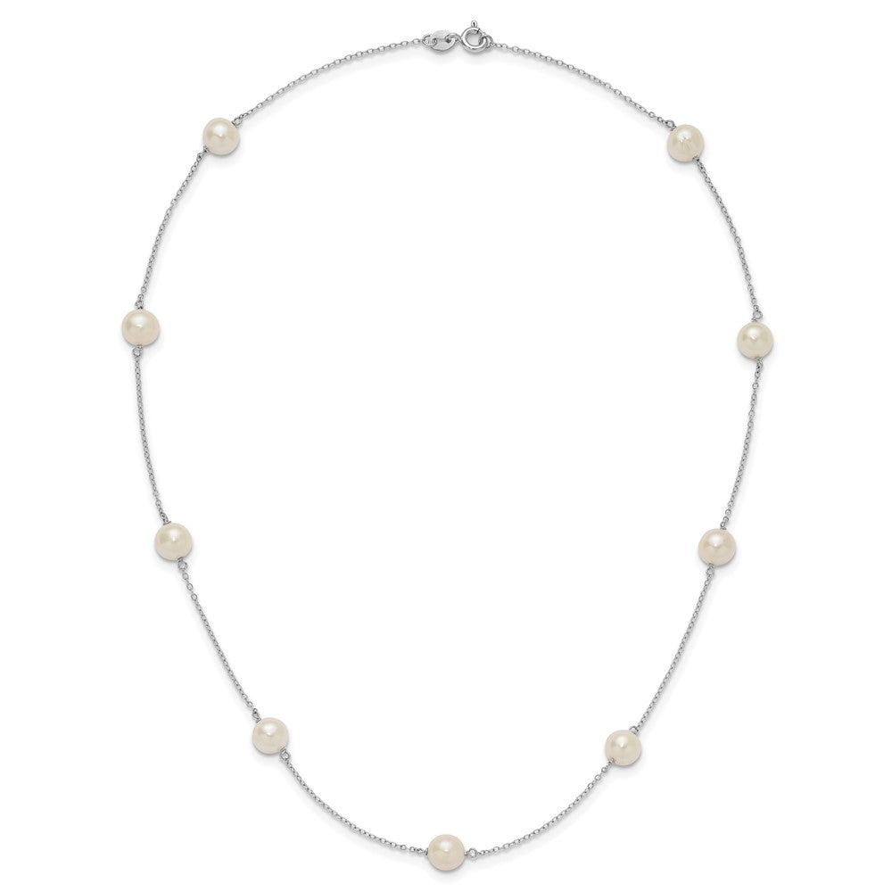 Sterlingsilber Rhodiniert 7-8mm Fw Zucht 9 Station Perle Halskette