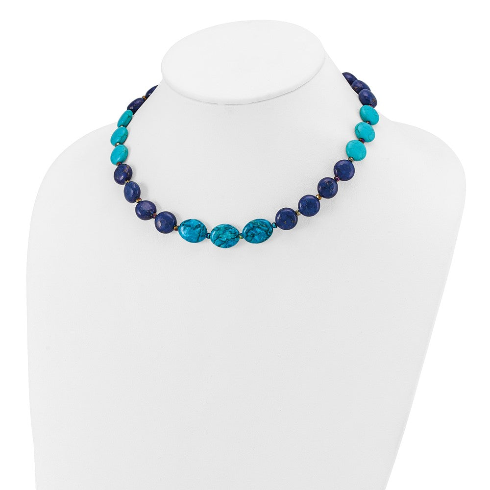 Sterlingsilber Achat,crystal,jasper, Recon. Lapis mit 2 in Verlängerung Halskette