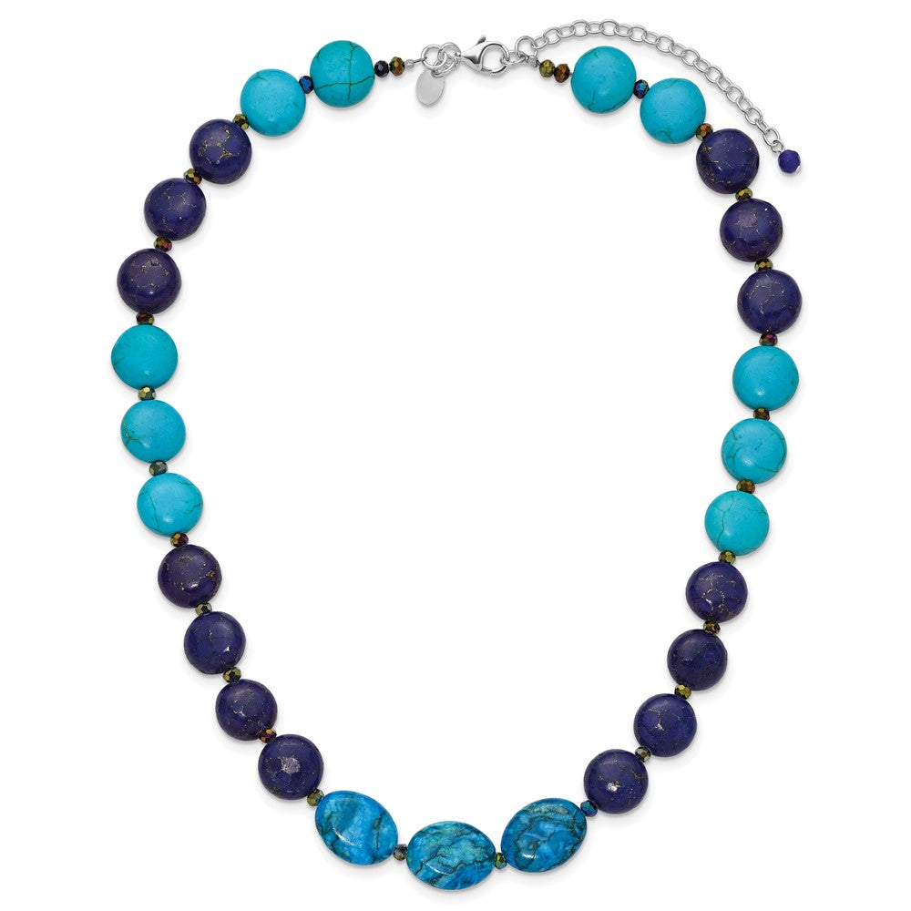 Sterlingsilber Achat,crystal,jasper, Recon. Lapis mit 2 in Verlängerung Halskette