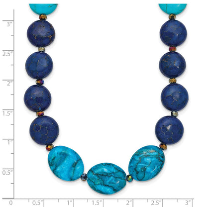 Sterlingsilber Achat,crystal,jasper, Recon. Lapis mit 2 in Verlängerung Halskette