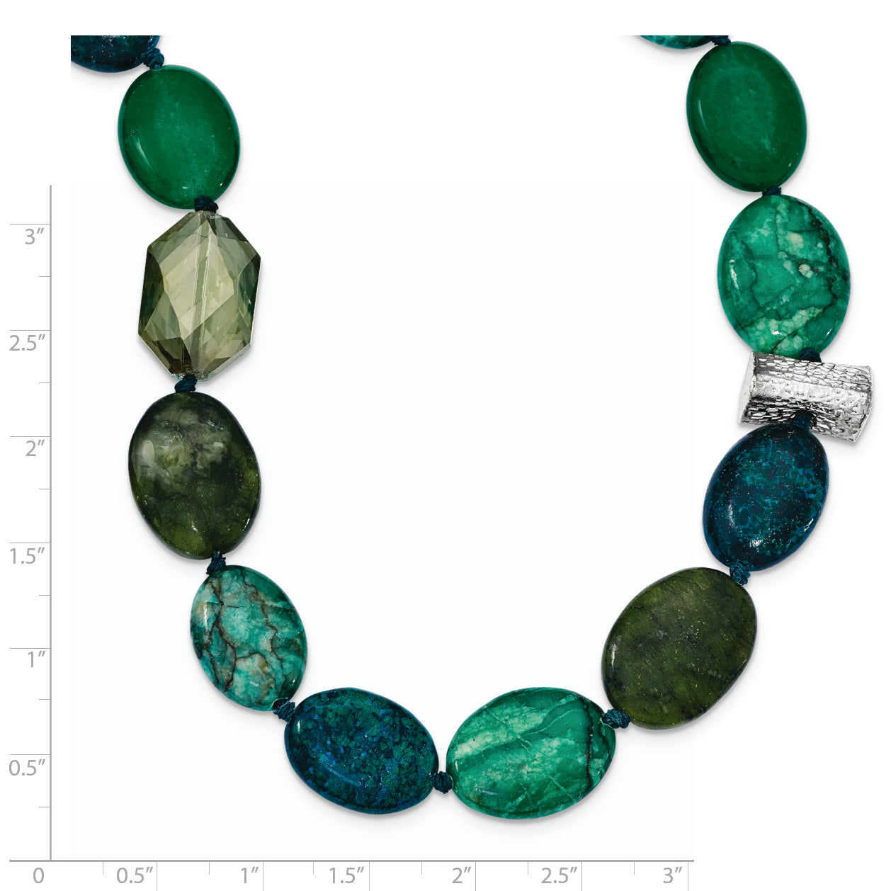 Sterlingsilber Jade, Kristall, Jasper und Serpentine mit 2 Zoll Verlängerung Halskette