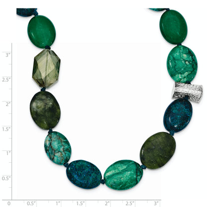 Sterlingsilber Jade, Kristall, Jasper und Serpentine mit 2 Zoll Verlängerung Halskette