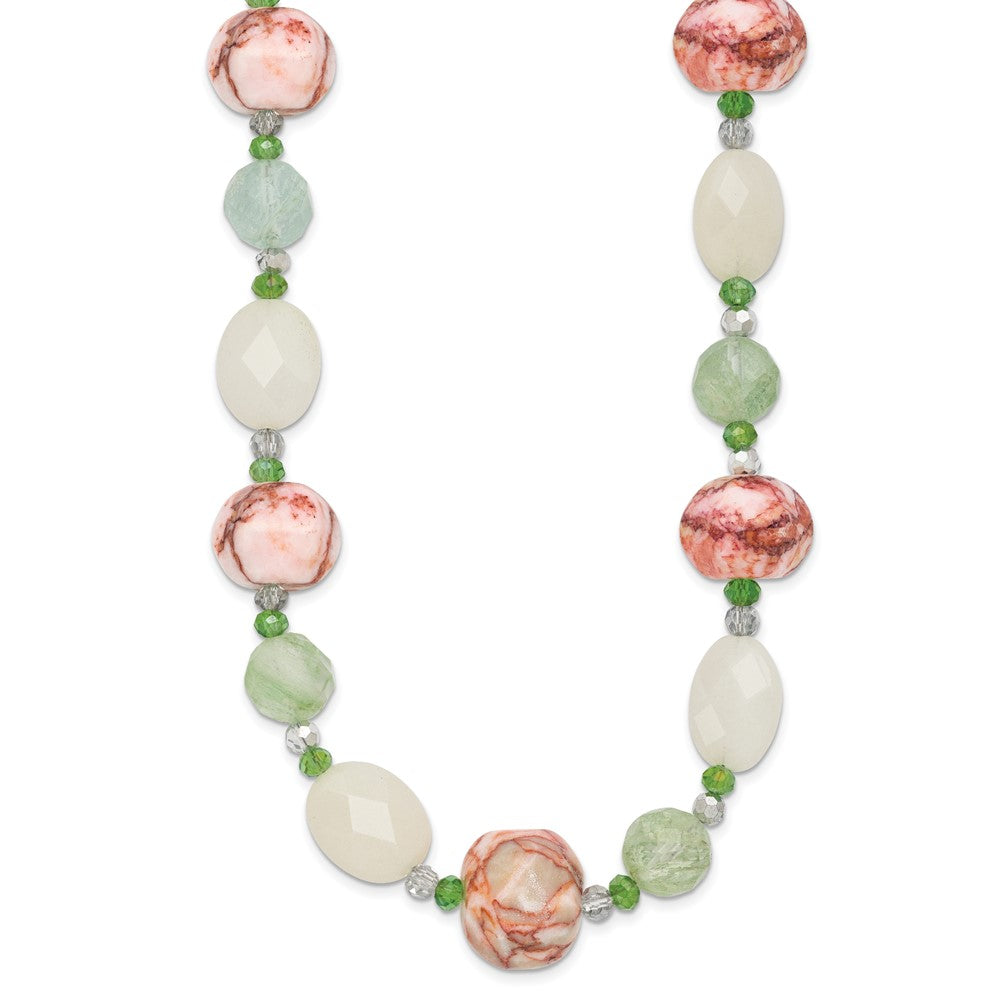 Sterlingsilber Aventurine Kristall Jade und Jasper 18 Zoll Halskette mit 2 Verlängerung