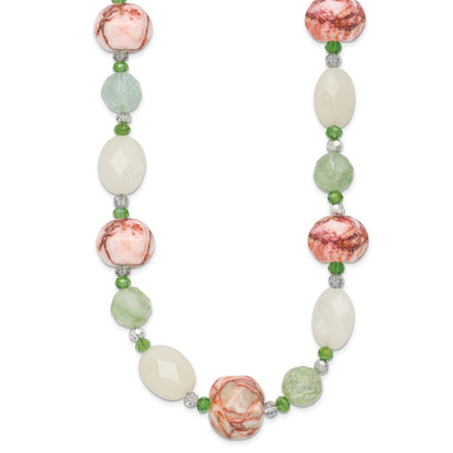 Sterlingsilber Aventurine Kristall Jade und Jasper 18 Zoll Halskette mit 2 Verlängerung
