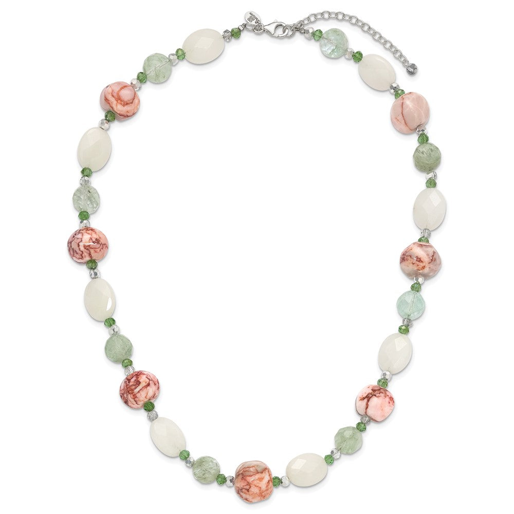 Sterlingsilber Aventurine Kristall Jade und Jasper 18 Zoll Halskette mit 2 Verlängerung