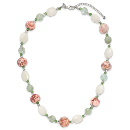 Sterlingsilber Aventurine Kristall Jade und Jasper 18 Zoll Halskette mit 2 Verlängerung