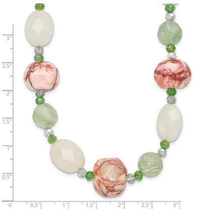 Sterlingsilber Aventurine Kristall Jade und Jasper 18 Zoll Halskette mit 2 Verlängerung