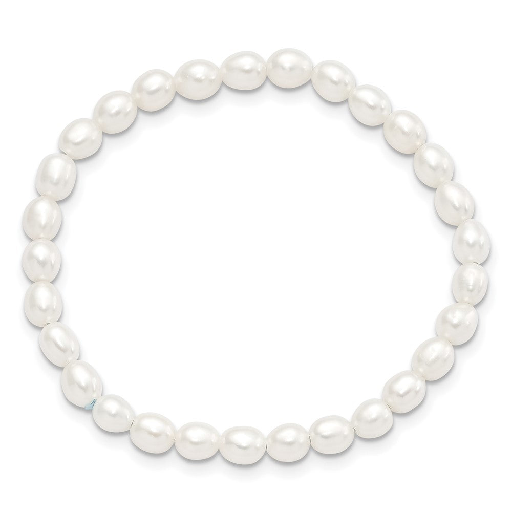 Mode Kinder 4-5mm Weiß Rice Süßwasser Zuchtperle Dehnbar Armband