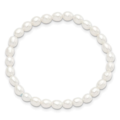 Mode Kinder 4-5mm Weiß Rice Süßwasser Zuchtperle Dehnbar Armband