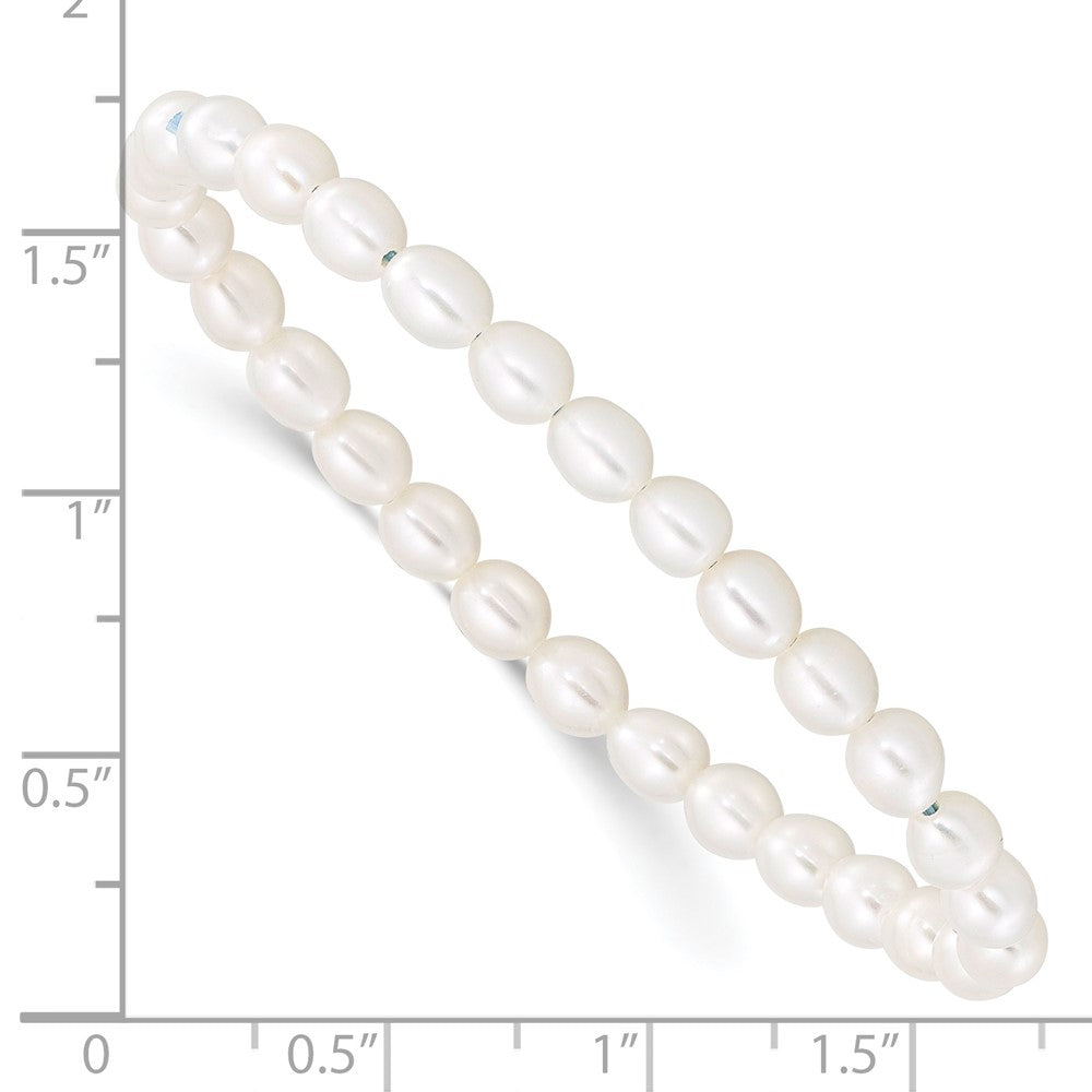 Mode Kinder 4-5mm Weiß Rice Süßwasser Zuchtperle Dehnbar Armband