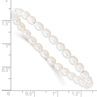 Mode Kinder 4-5mm Weiß Rice Süßwasser Zuchtperle Dehnbar Armband
