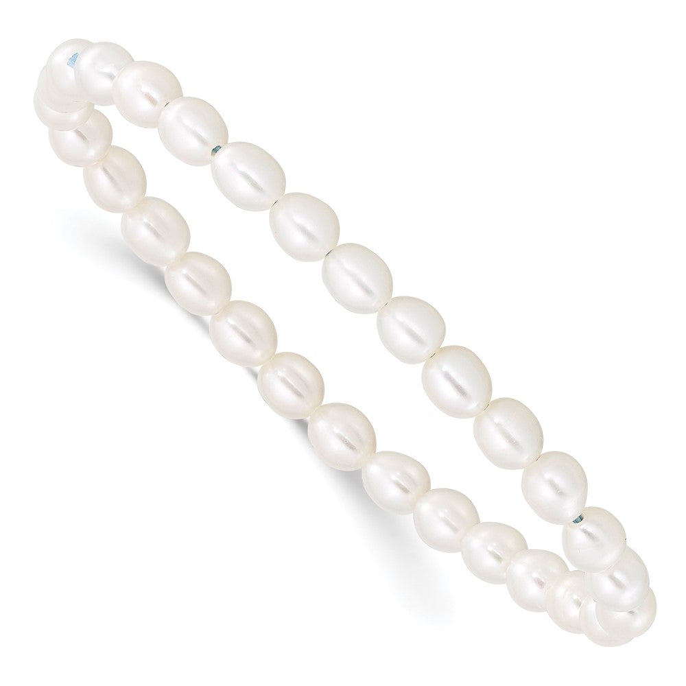 Mode Kinder 4-5mm Weiß Rice Süßwasser Zuchtperle Dehnbar Armband