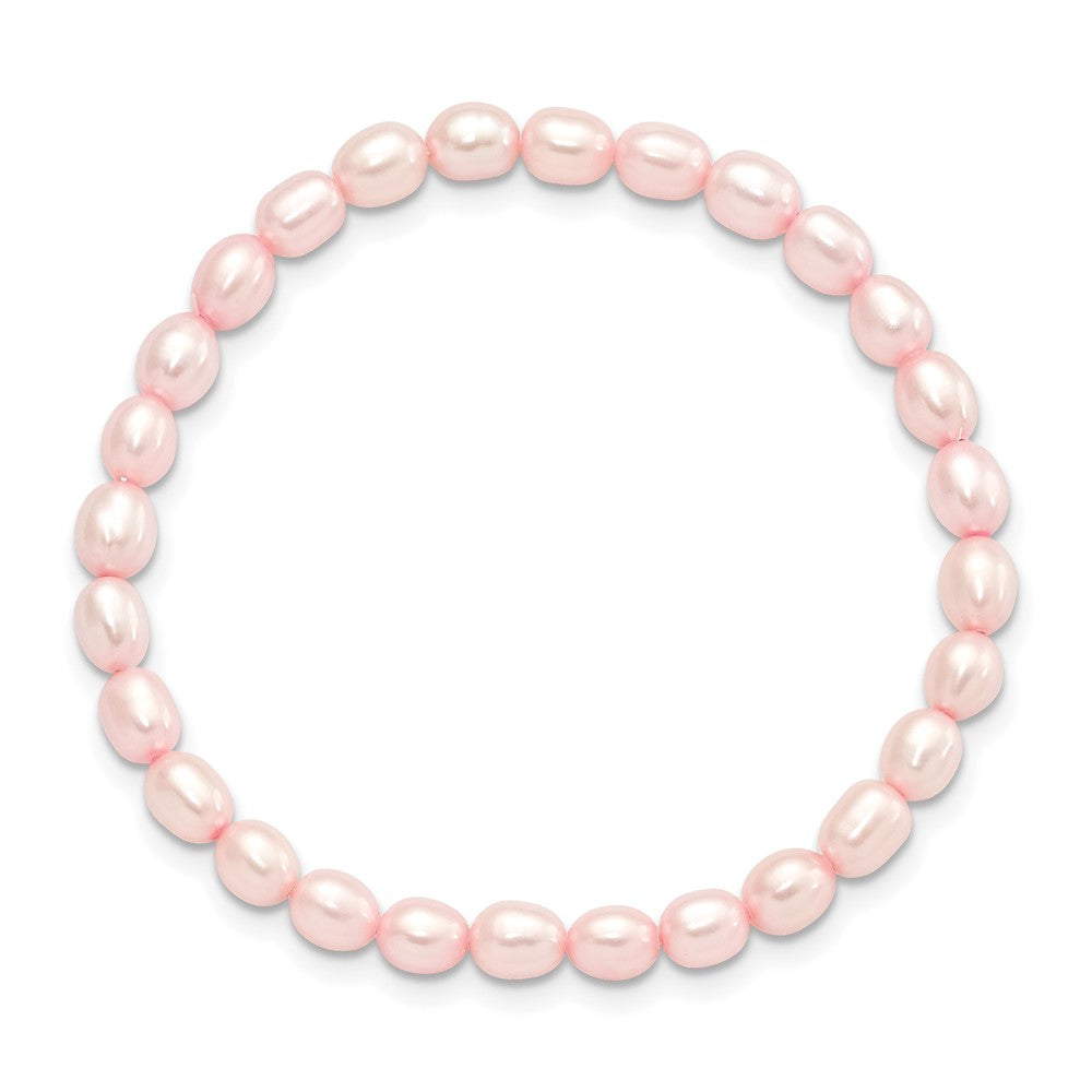 Mode Kinder 4-5mm Rosa Rice Süßwasser Zuchtperle Dehnbar Armband