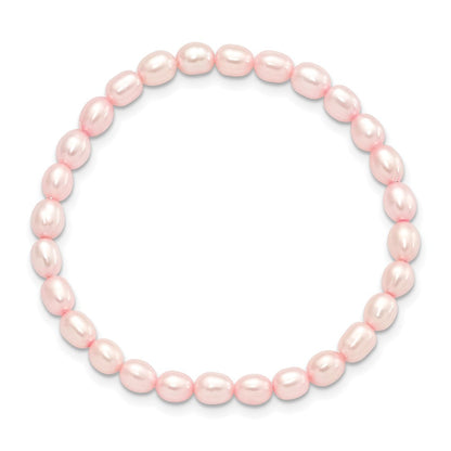 Mode Kinder 4-5mm Rosa Rice Süßwasser Zuchtperle Dehnbar Armband