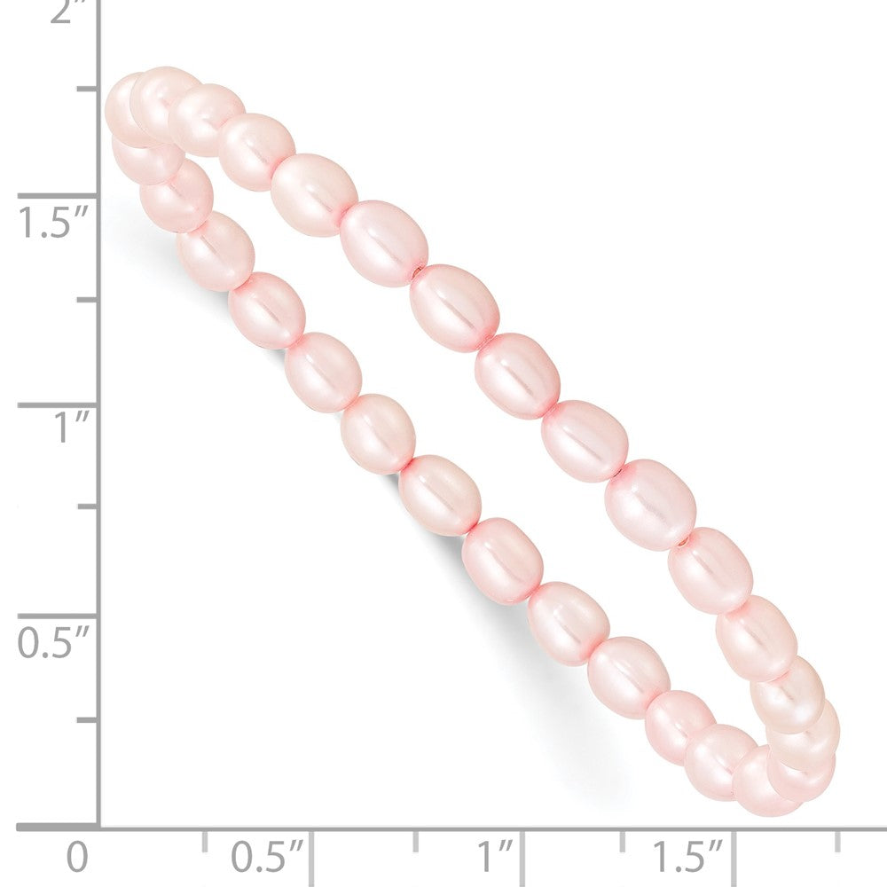 Mode Kinder 4-5mm Rosa Rice Süßwasser Zuchtperle Dehnbar Armband