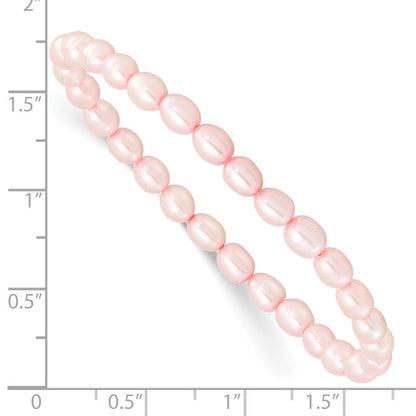 Mode Kinder 4-5mm Rosa Rice Süßwasser Zuchtperle Dehnbar Armband