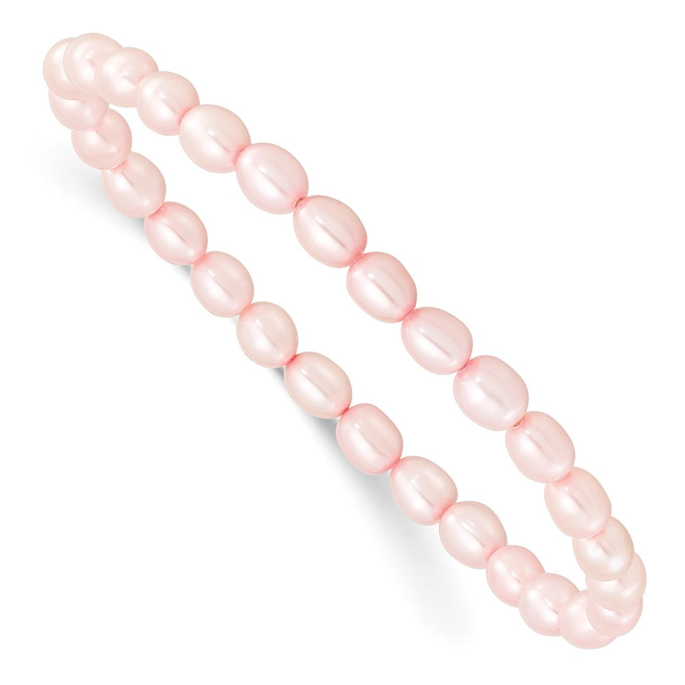 Mode Kinder 4-5mm Rosa Rice Süßwasser Zuchtperle Dehnbar Armband