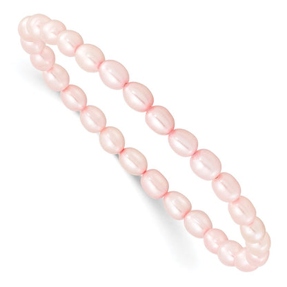 Mode Kinder 4-5mm Rosa Rice Süßwasser Zuchtperle Dehnbar Armband
