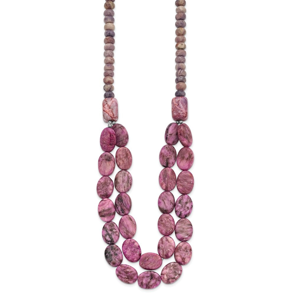 Sterlingsilber Charoite, Jade, Rosa und Lila Jasper mit 2 Zoll Verlängerung Halskette